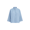 Chemise courte manche 3/4 popeline coton rayure blanc bleu