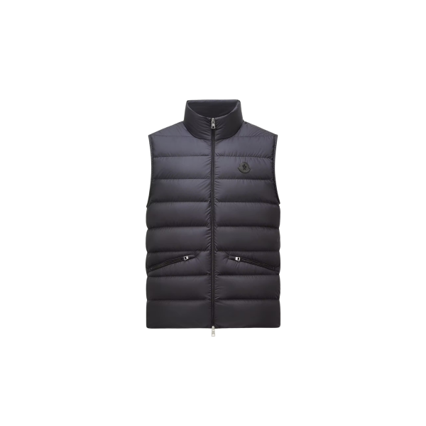 Gilet doudoune fine sans manches Lechtal bleu marine logo noir Moncler Grenoble