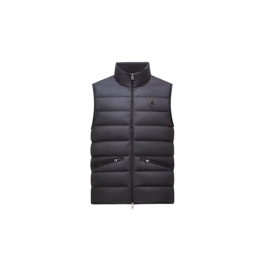 Gilet doudoune fine sans manches Lechtal bleu marine logo noir Moncler Grenoble
