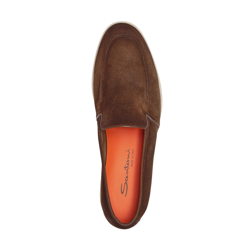 Mocassin SANTONI Malibu en daim Marron semelle écrue