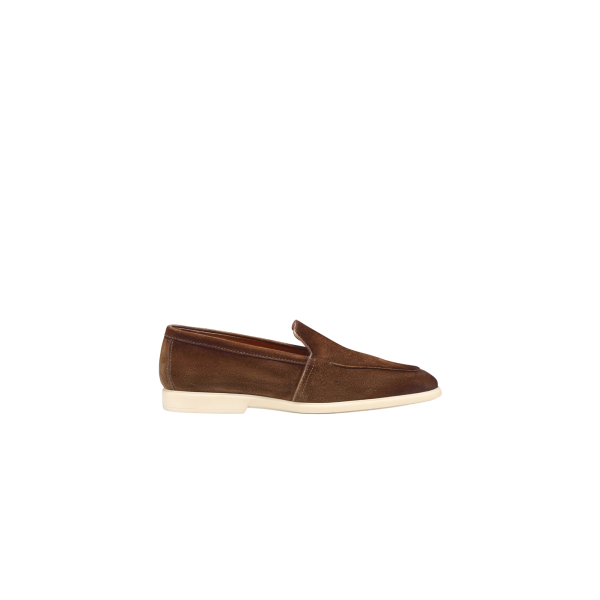 Mocassin SANTONI Malibu en daim Marron semelle écrue