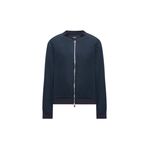 Blouson zippé teddy KITON lin bleu marine