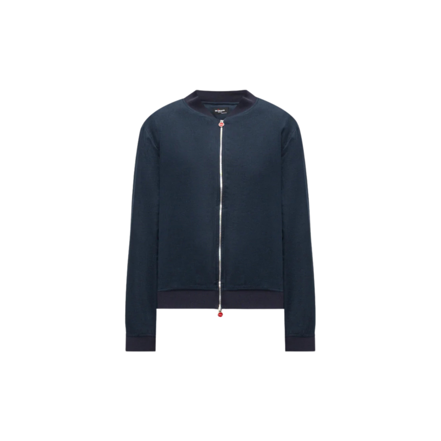 Blouson zippé teddy KITON lin bleu marine