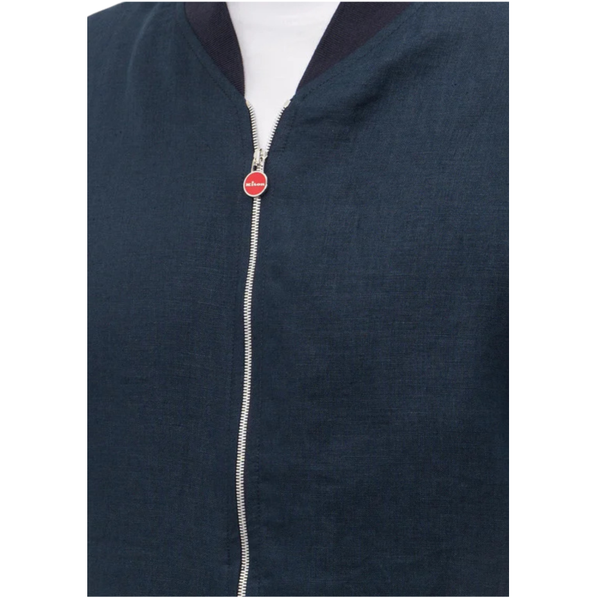 Blouson zippé teddy KITON lin bleu marine