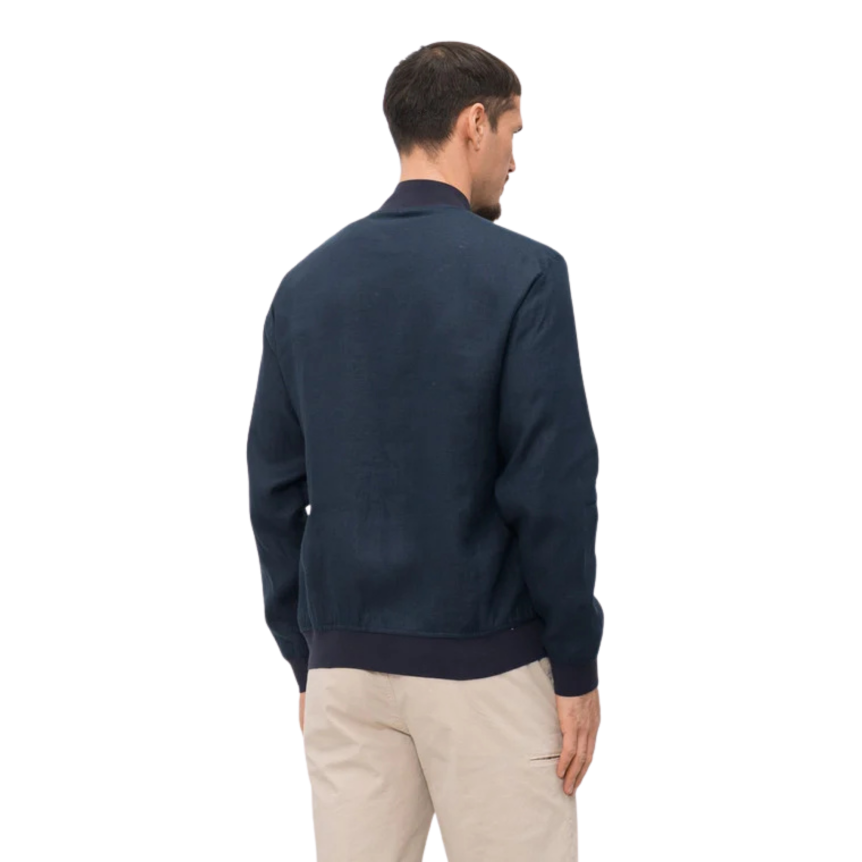 Blouson zippé teddy KITON lin bleu marine
