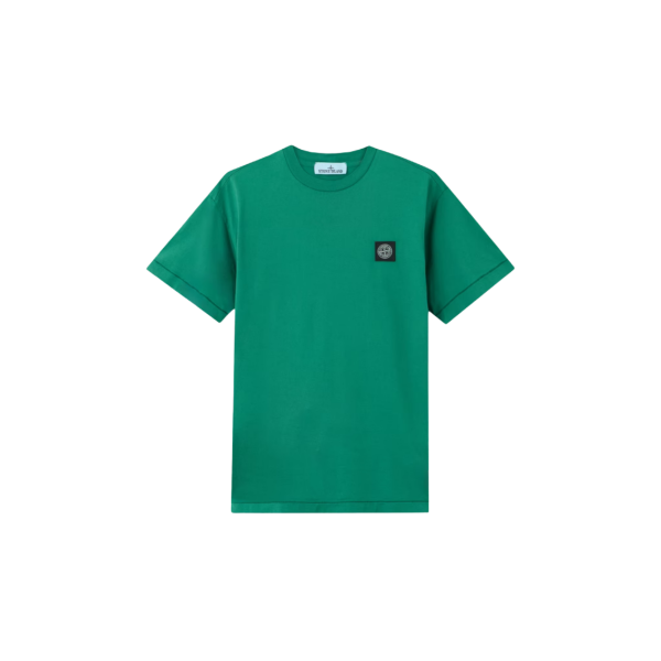 T-shirt manche courte STONE ISLAND col rond coton vert gazon logo