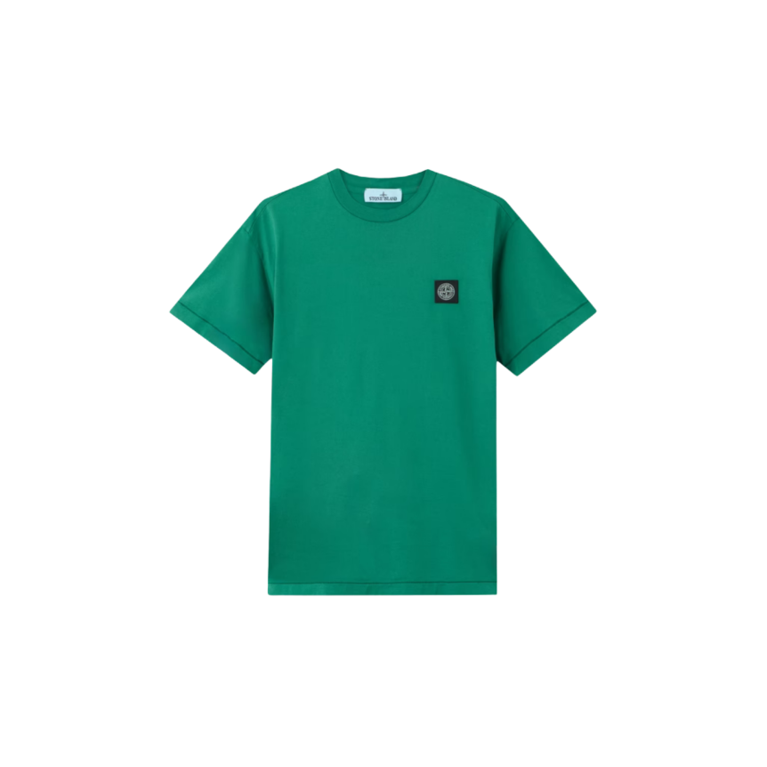 T-shirt manche courte STONE ISLAND col rond coton vert gazon logo