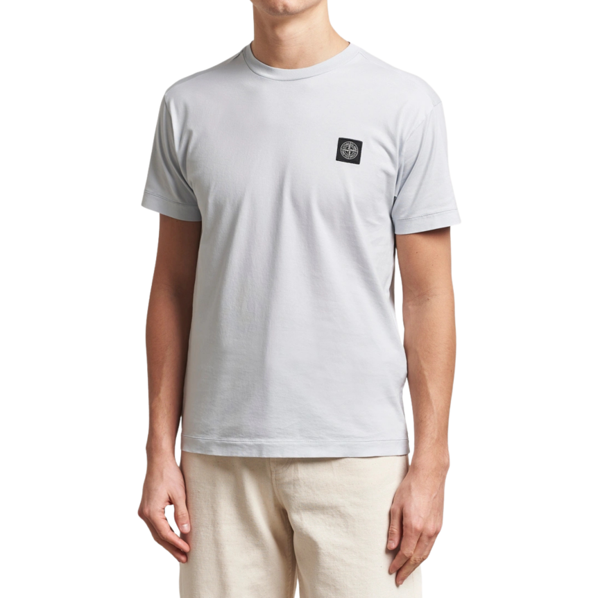 T-shirt col rond manche courte STONE ISLAND Coton gris perle logo Compass
