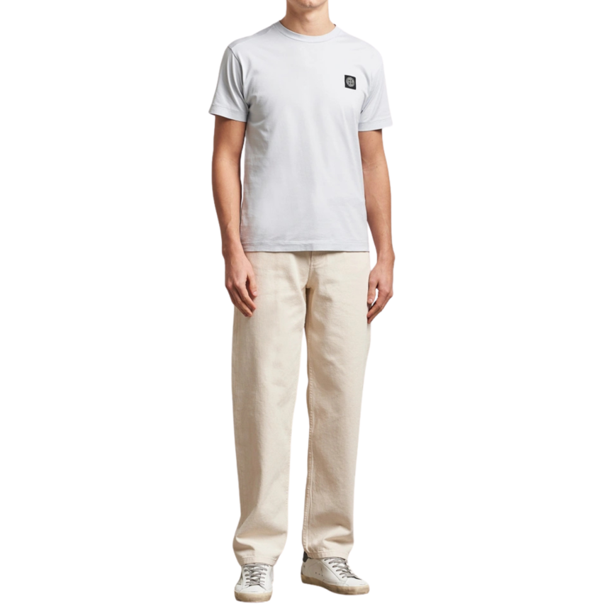 T-shirt col rond manche courte STONE ISLAND Coton gris perle logo Compass