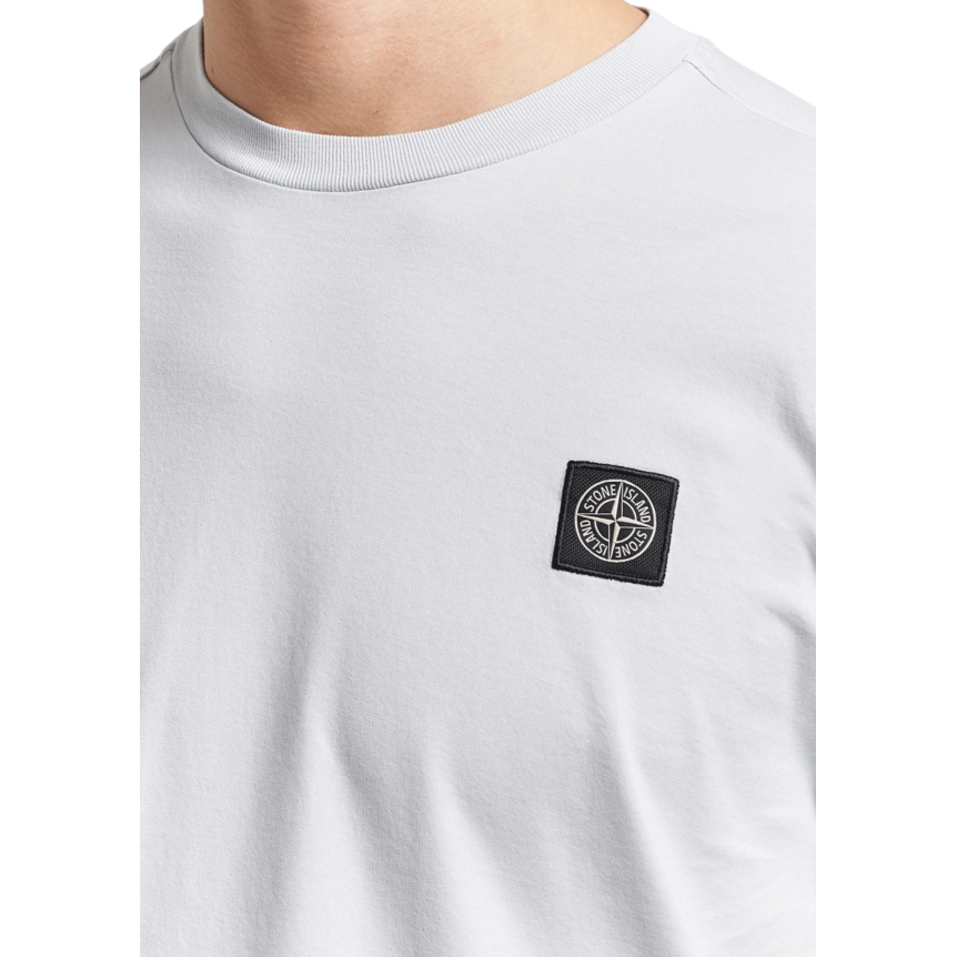 T-shirt col rond manche courte STONE ISLAND Coton gris perle logo Compass