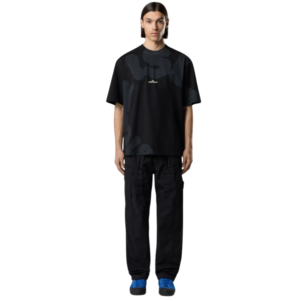 T-shirt manche courte STONE ISLAND coton noir imprimé dos Whirlwind Type Boussole