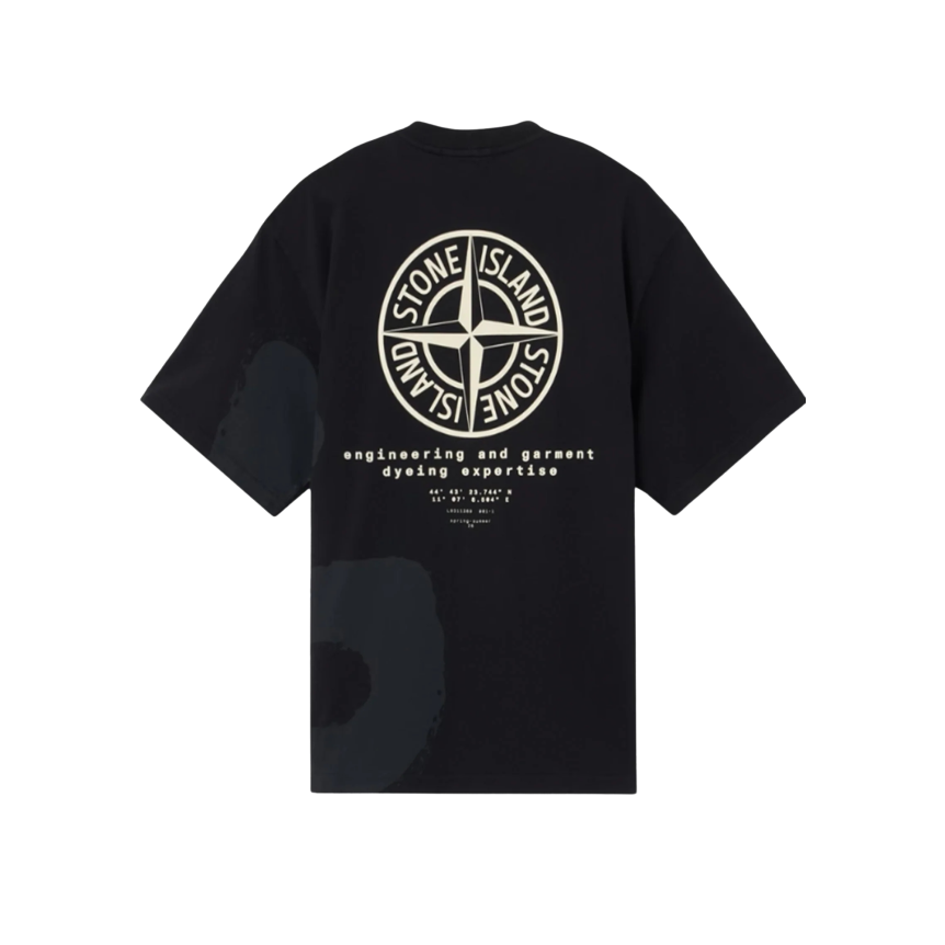 T-shirt manche courte STONE ISLAND coton noir imprimé dos Whirlwind Type Boussole
