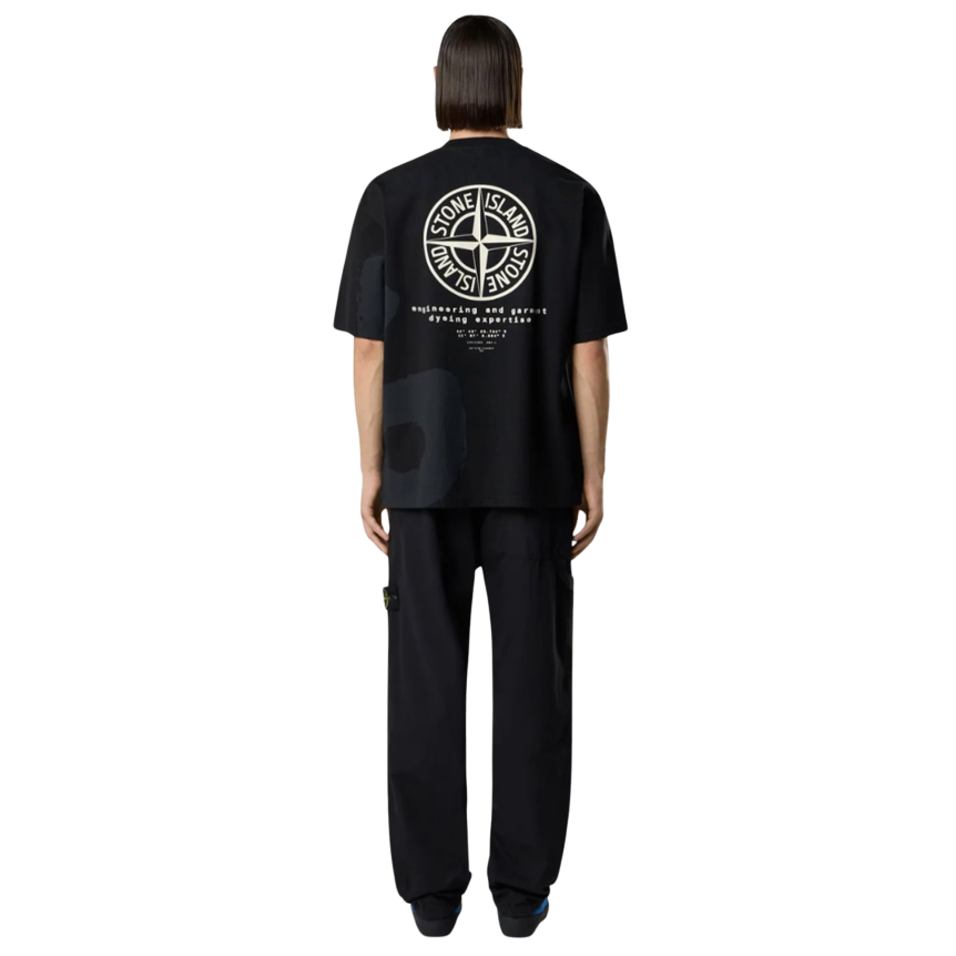 T-shirt manche courte STONE ISLAND coton noir imprimé dos Whirlwind Type Boussole