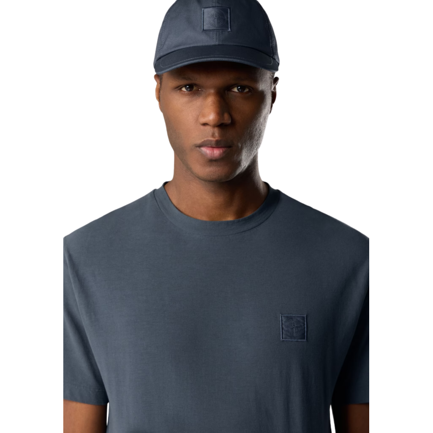 T-shirt col rond manche courte STONE ISLAND slim coton bleu ardoise Collection Ghost