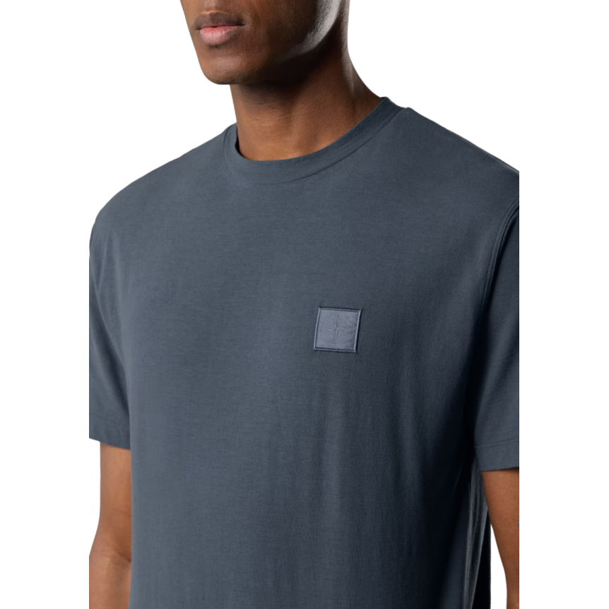 T-shirt col rond manche courte STONE ISLAND slim coton bleu ardoise Collection Ghost