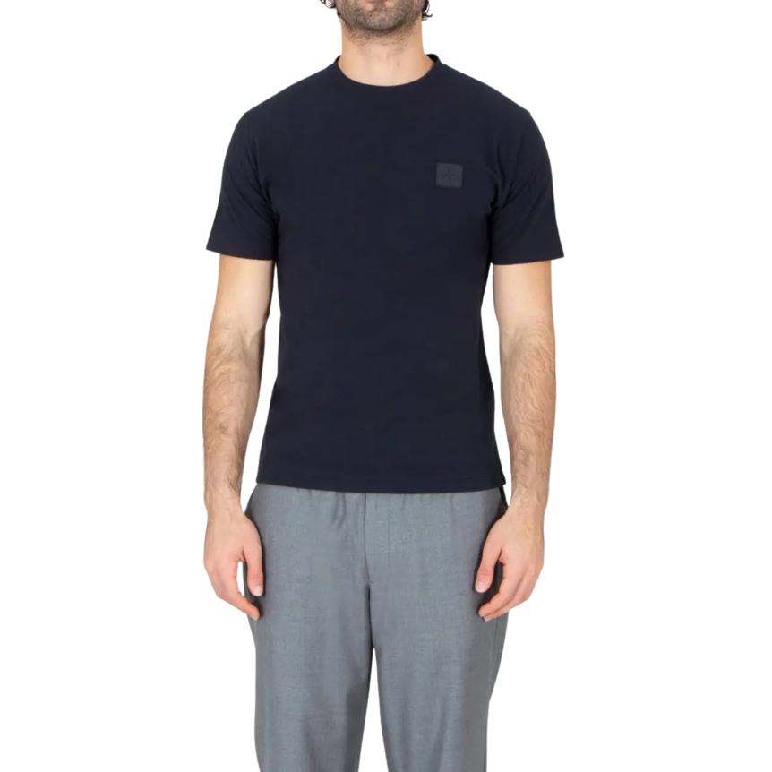 T-shirt col rond manche courte STONE ISLAND  coton bleu marine Collection Ghost