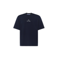 T-shirt col rond bleu nuit broderie « Multiaxial Sashiko » quadrillage dos