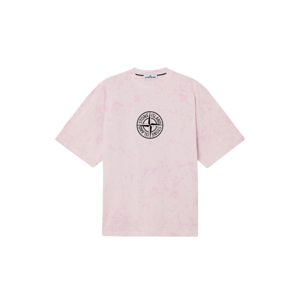 T-shirt manche courte STONE ISLAND coton rose imprimé Paintball dos