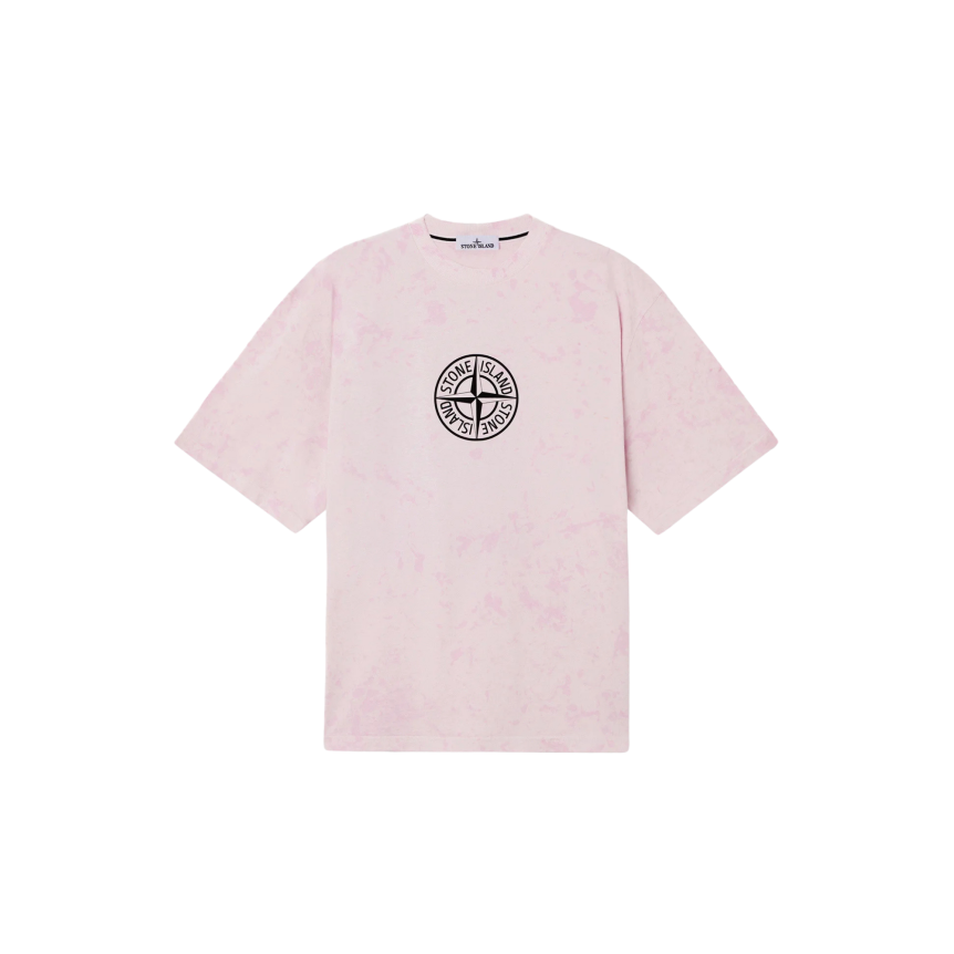 T-shirt manche courte STONE ISLAND coton rose imprimé Paintball dos