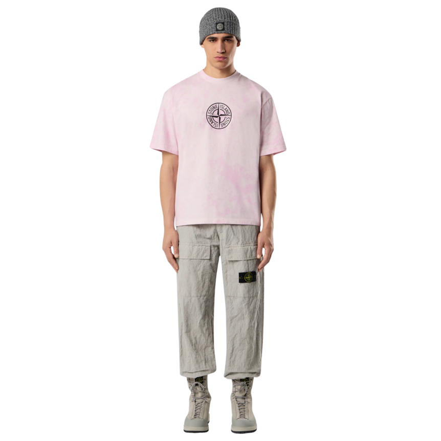 T-shirt manche courte STONE ISLAND coton rose imprimé Paintball dos