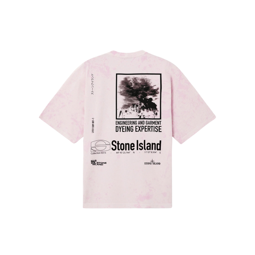 T-shirt manche courte STONE ISLAND coton rose imprimé Paintball dos