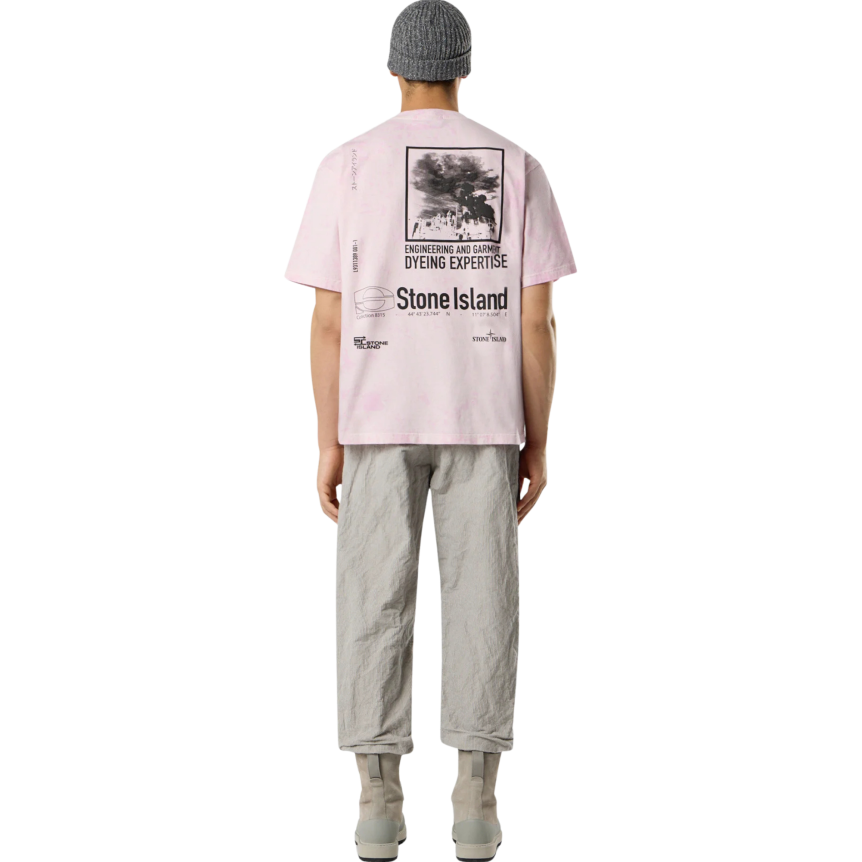 T-shirt manche courte STONE ISLAND coton rose imprimé Paintball dos