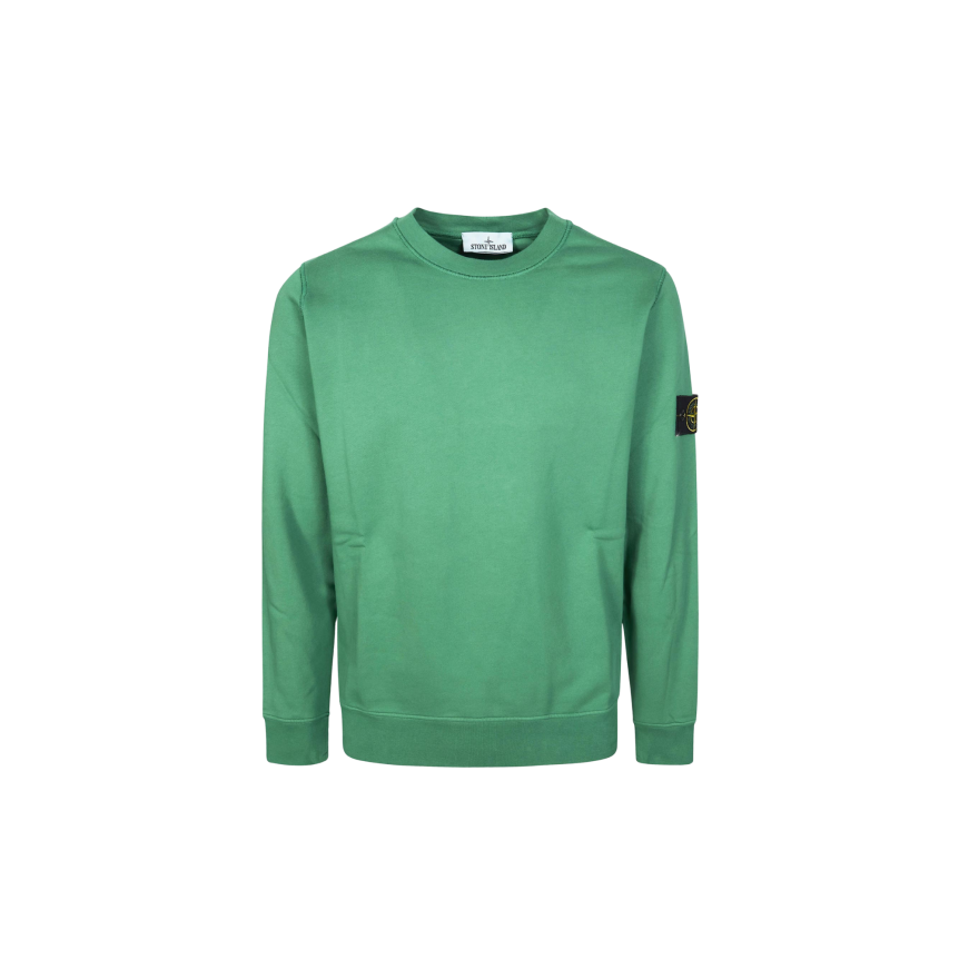 Sweat-shirt ras-du-cou STONE ISLAND regular manche raglan coton vert gazon
