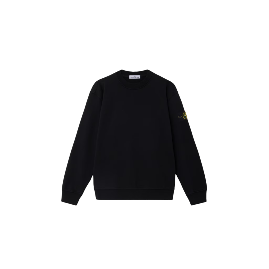 Sweat-shirt STONE ISLAND ras-du-cou regular manche raglan coton noir