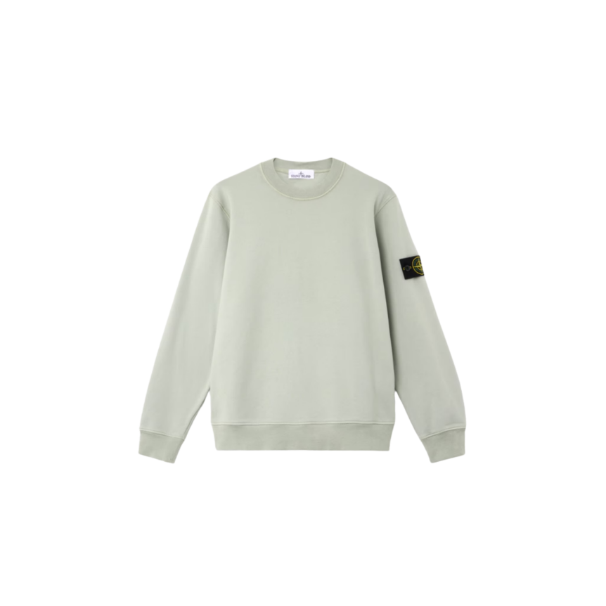 Sweat-shirt STONE ISLAND ras-du-cou regular manche raglan coton vert sauge