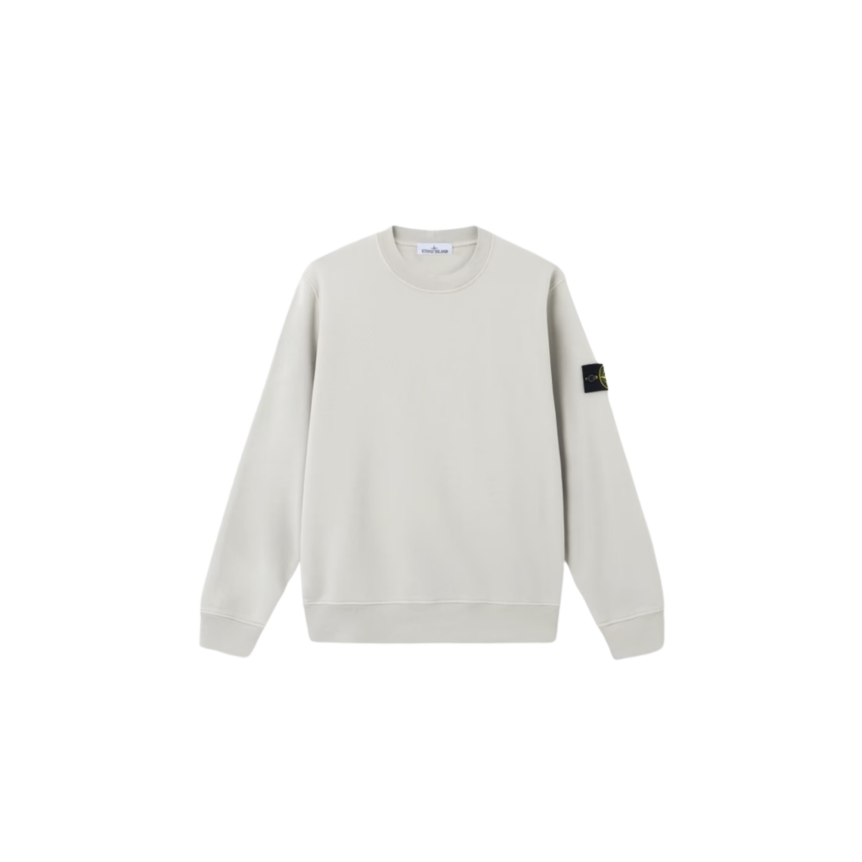 Sweat-shirt STONE ISLAND ras-du-cou regular manche raglan coton gris perle