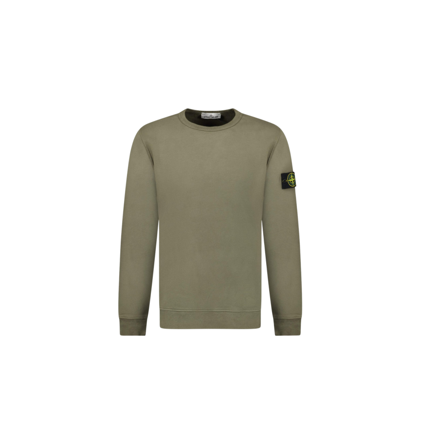 Sweat-shirt STONE ISLAND ras-du-cou regular manche raglan coton kaki
