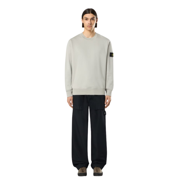 Sweat-shirt STONE ISLAND ras-du-cou regular manche raglan coton gris perle