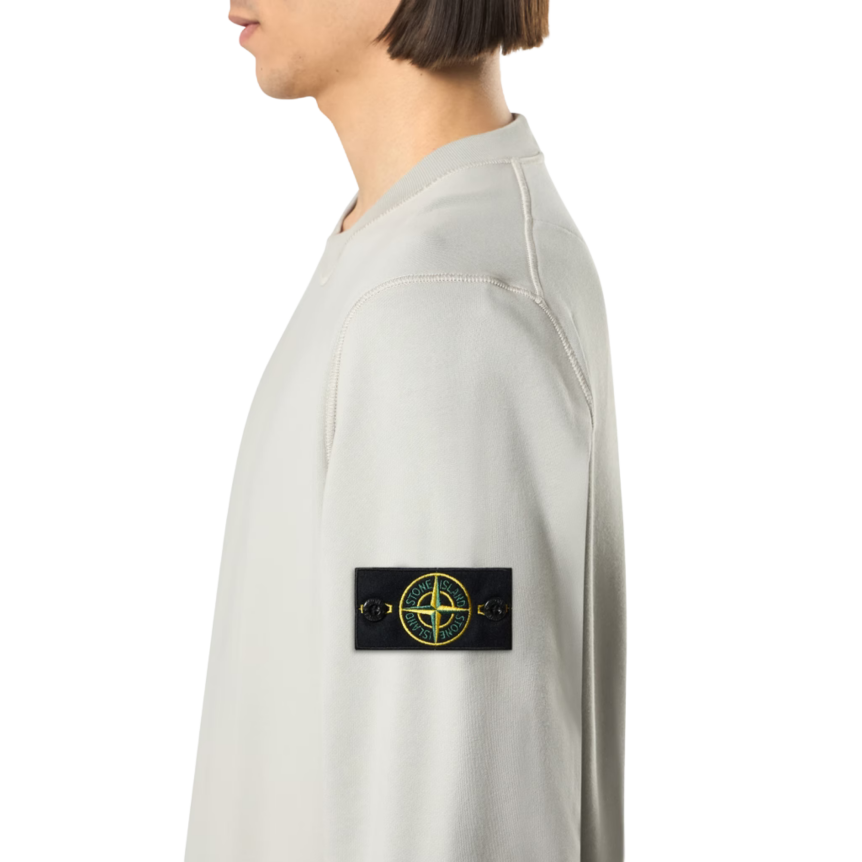 Sweat-shirt STONE ISLAND ras-du-cou regular manche raglan coton gris perle