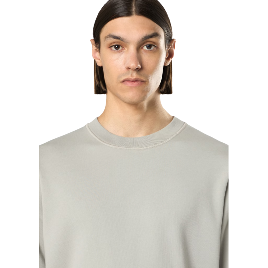 Sweat-shirt STONE ISLAND ras-du-cou regular manche raglan coton gris perle