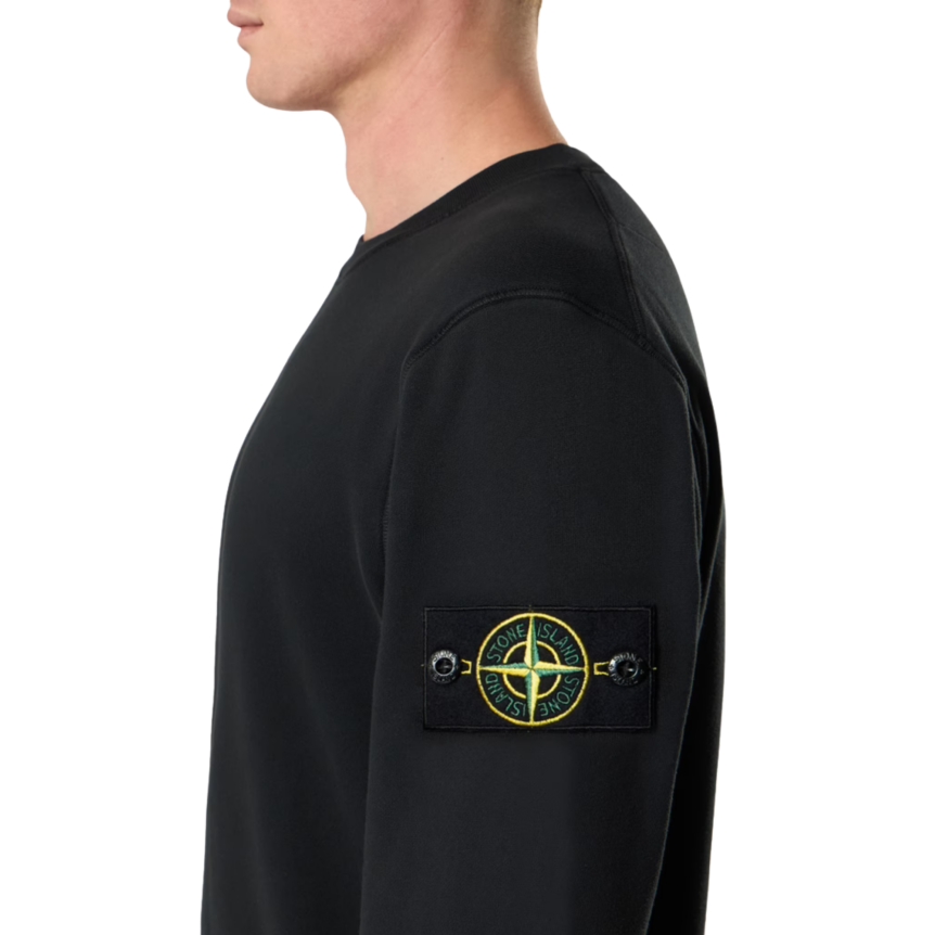 Sweat-shirt STONE ISLAND ras-du-cou regular manche raglan coton noir