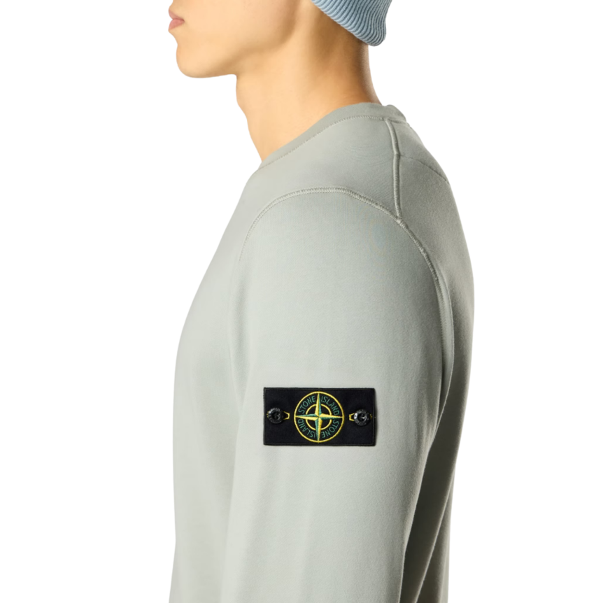 Sweat-shirt STONE ISLAND ras-du-cou regular manche raglan coton vert sauge