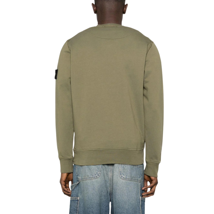 Sweat-shirt STONE ISLAND ras-du-cou regular manche raglan coton kaki