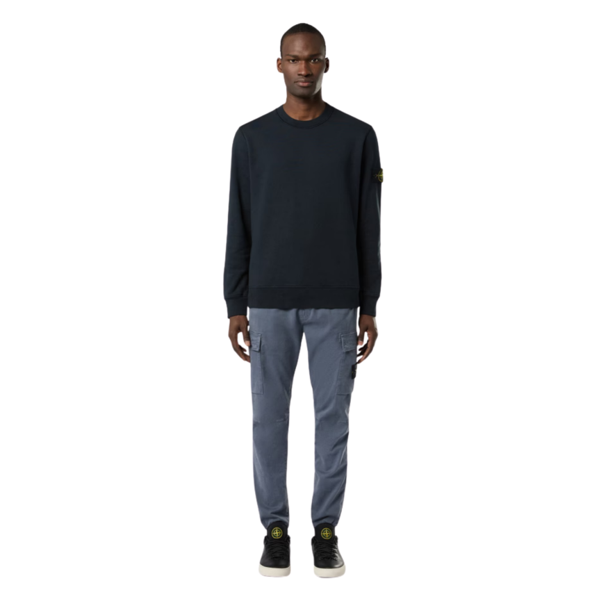 Sweat-shirt ras-du-cou STONE ISLAND regular manche raglan coton bleu marine