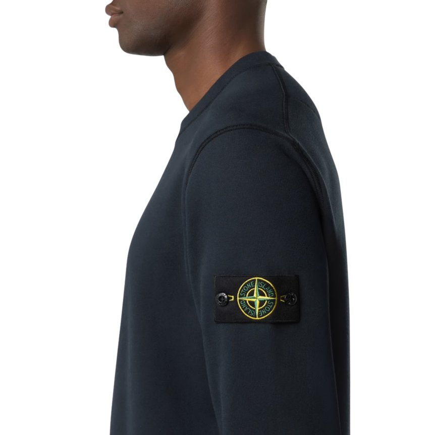 Sweat-shirt ras-du-cou STONE ISLAND regular manche raglan coton bleu marine