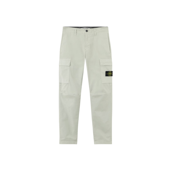Pantalon cargo STONE ISLAND coupe fuselée regular coton vert sauge