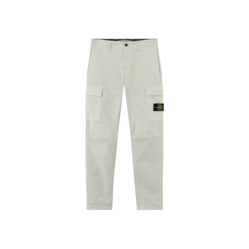 Pantalon cargo STONE ISLAND coupe fuselée regular coton vert sauge