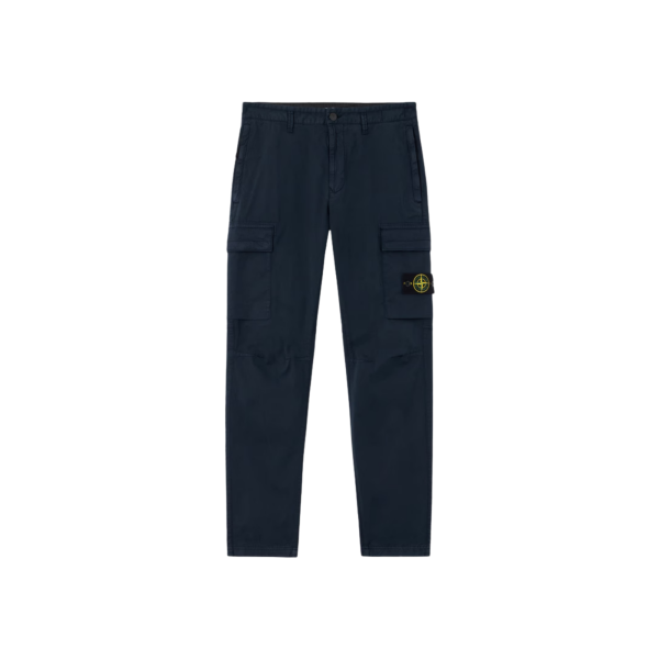 Pantalon cargo STONE ISLAND coupe fuselée regular coton bleu marine