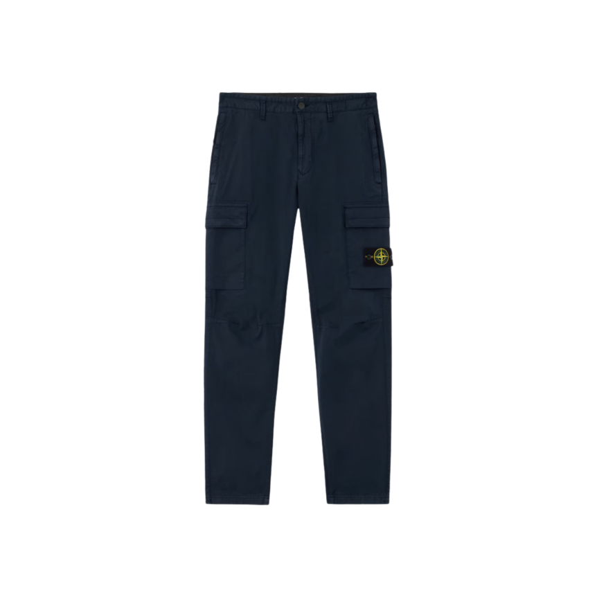 Pantalon cargo STONE ISLAND coupe fuselée regular coton bleu marine