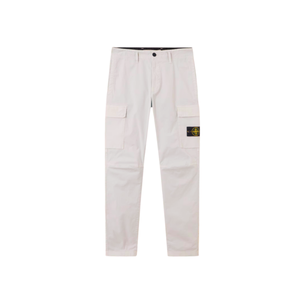 Pantalon cargo STONE ISLAND coupe fuselée regular coton gris perle