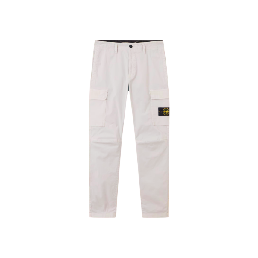 Pantalon cargo STONE ISLAND coupe fuselée regular coton gris perle