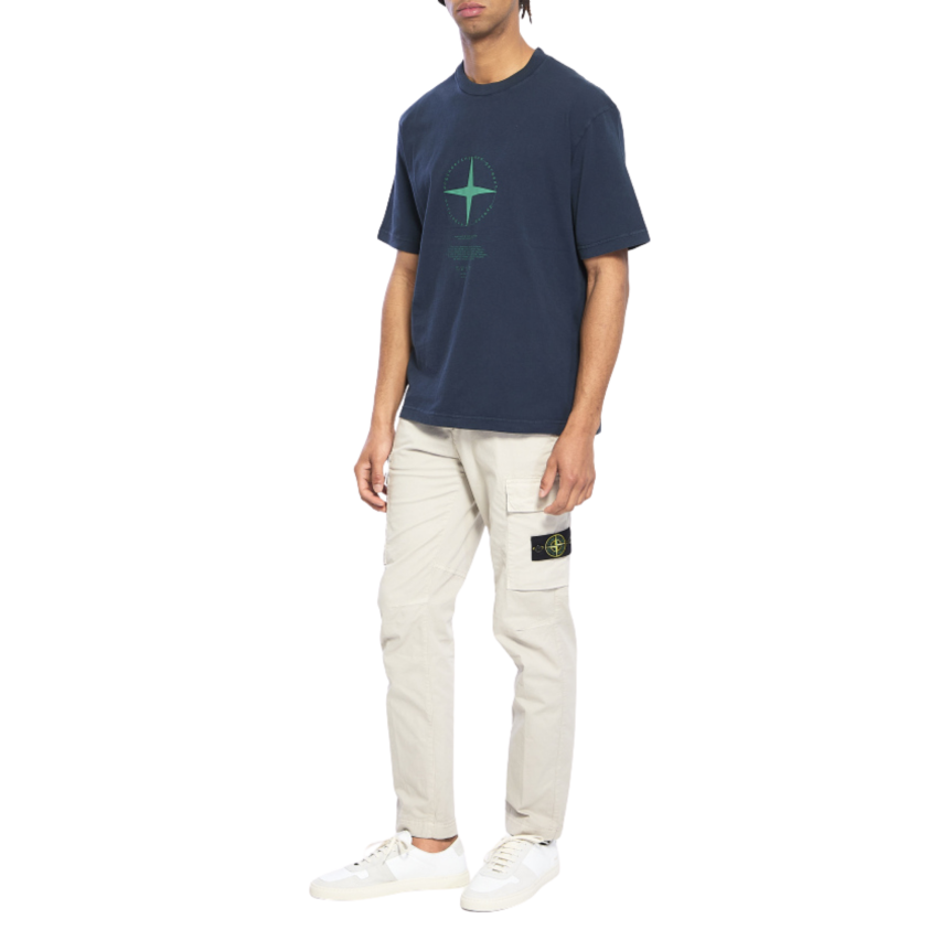 Pantalon cargo STONE ISLAND coupe fuselée regular coton gris perle
