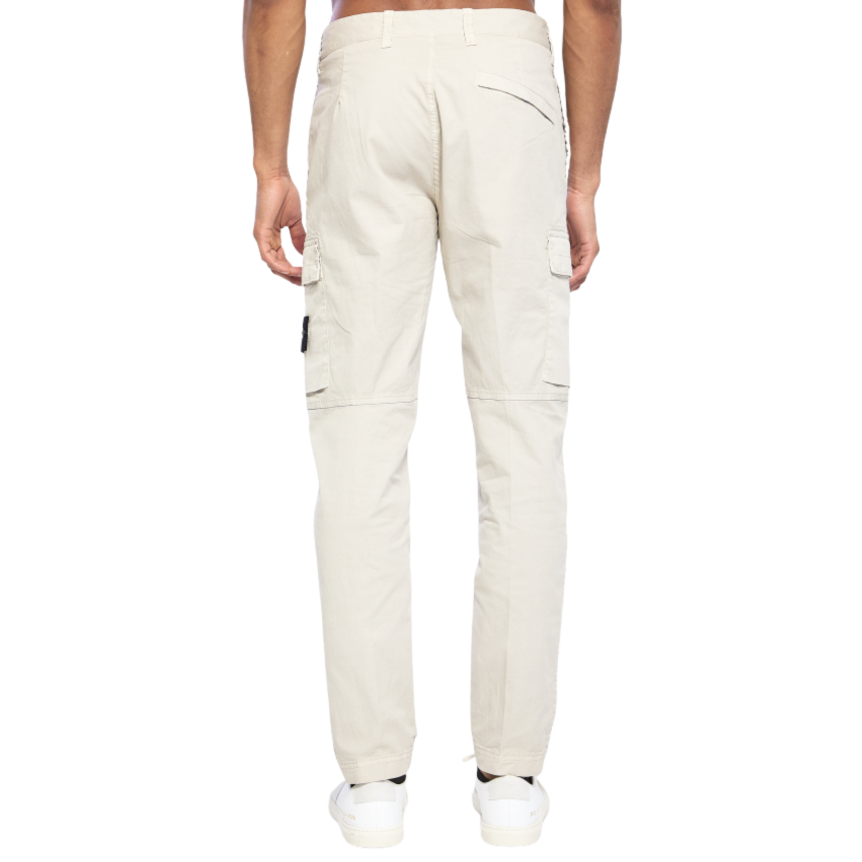 Pantalon cargo STONE ISLAND coupe fuselée regular coton gris perle