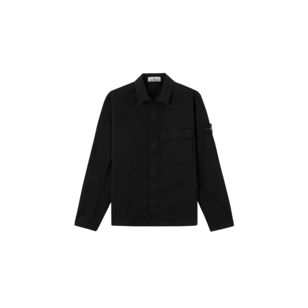 Surchemise STONE ISLAND en sergé de coton bio extensible noir