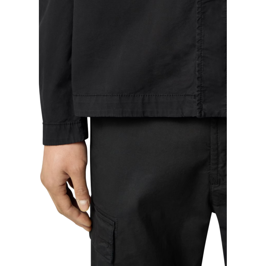 Surchemise STONE ISLAND en sergé de coton bio extensible noir