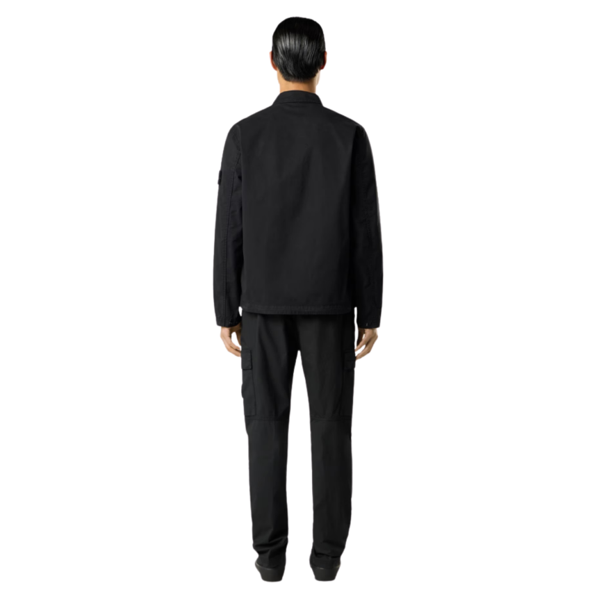 Surchemise STONE ISLAND en sergé de coton bio extensible noir